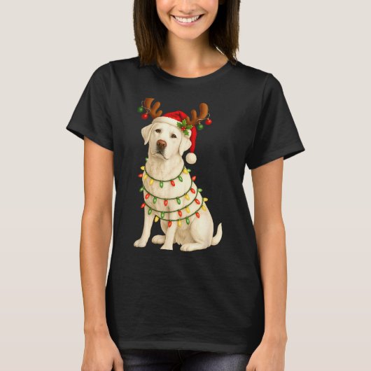 White Lab Christmas Tree Light Pajama Labrador Dog T-shirt (Voorkant)
