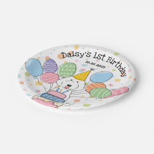 White Labradoodle Dog Verjaardagsfeestje Papieren  Papieren Bordje (Gekanteld)