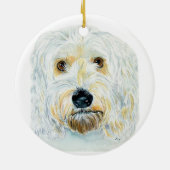 White Labradoodle Keramisch Ornament (Achterkant)