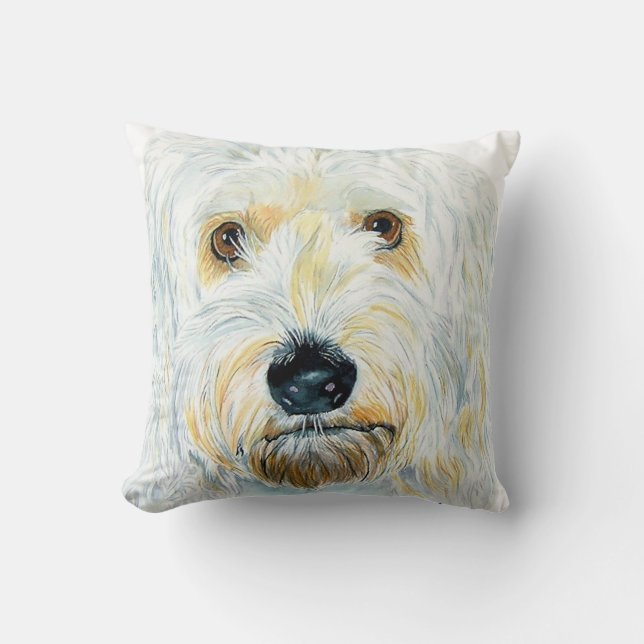 White Labradoodle Kussen (Voorkant)