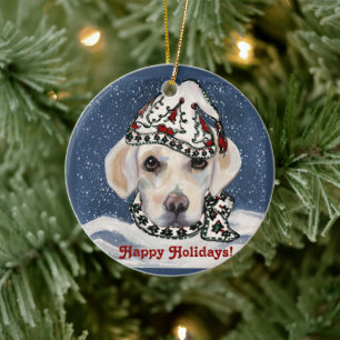 WHITE+LABRADOR+RETRIEVER KERAMISCH ORNAMENT