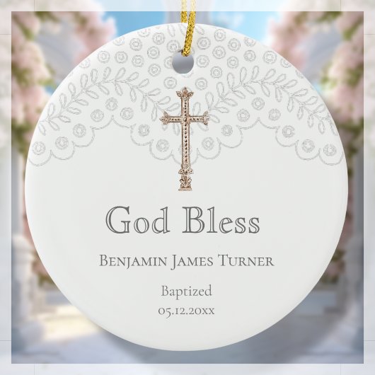 White Lace Baptism Keepomwille Keramisch Ornament