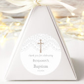 White Lace Baptism Thank You Classic Round Sticker