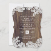 White Lace | Barn Wood Wedding Kaart (Voorkant)