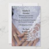 White lace brides bruiloft jurk foto uitnodiging (Voorkant)