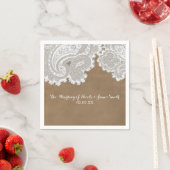 White Lace & Brown Rustic Chic Elegant Wedding Servetten (Insitu)