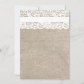 White  Lace Burlap Bridal Shower Invitation Kaart (Achterkant)