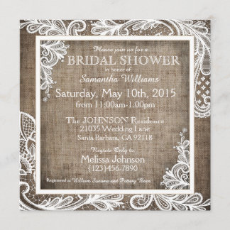 White Lace Burlap Modern Gothic Vrijgezellenfeest Kaart