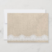 White Lace & Burlap Vrijgezellenfeest Party Invite Kaart (Achterkant)