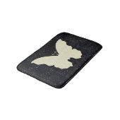 White Lace Butterfly on Black Glitter Bath Mat (Gekanteld)