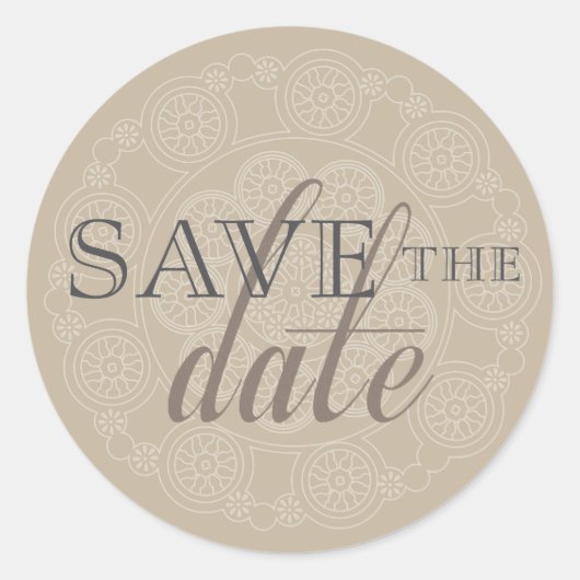 White Lace Doily Save the Date Wedding Stickers (Voorkant)