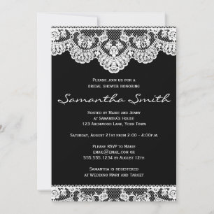 White Lace en Black Vrijgezellenfeest Invite Kaart