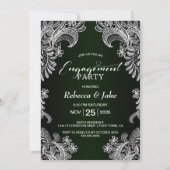 White Lace Green Engagement Party Kaart (Voorkant)
