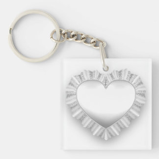White Lace Heart  Sleutelhanger
