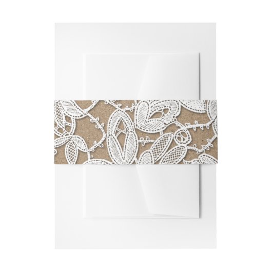 White Lace | Kraft Paper Wedding Uitnodigingen Wikkel (Voorkant Voorbeeld)