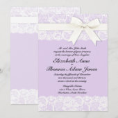 White Lace Lila Paars Wedding Invitation Kaart (Voorkant / Achterkant)