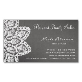 White Lace Magnetic Card - haar en schoonheidssalo Visitekaartje Magneet