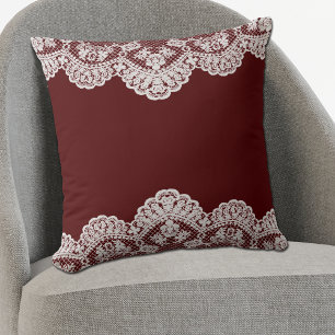 White Lace Maroon Kussen