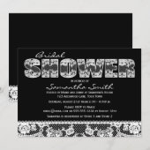 White Lace on Black Vrijgezellenfeest Party Kaart (Voorkant / Achterkant)