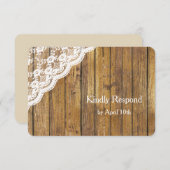 White Lace on Wood Wedding RSVP (Voorkant / Achterkant)