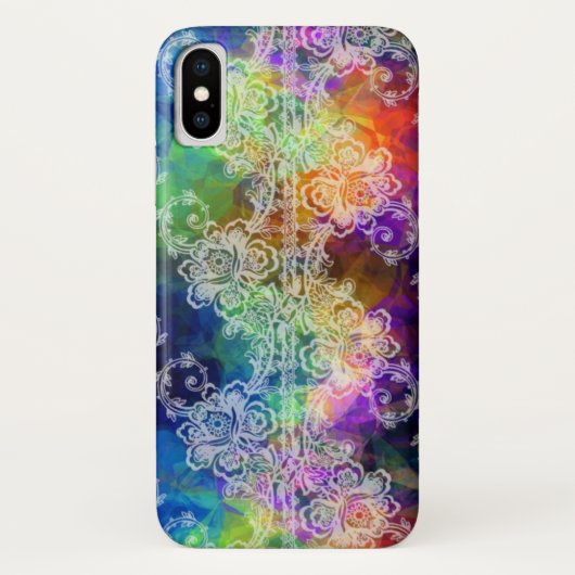 White Lace over regenboogpapier Case-Mate iPhone Case (Achterkant)