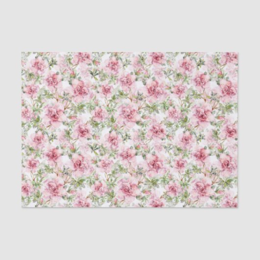 White Lace Pink Roses Gift Bag Matrix Tissue Tissuepapier (Voorkant)