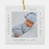 White Lace Postage Stamp Photo Lijst Birth Keramisch Ornament (Voorkant)