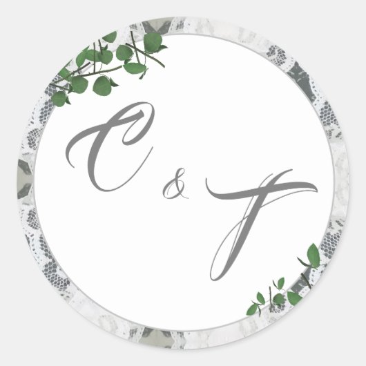 White Lace & Roos Leaves Sticker (Voorkant)