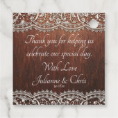White Lace Rustic Wood Wedding Bedankjes Labels (Achterkant)