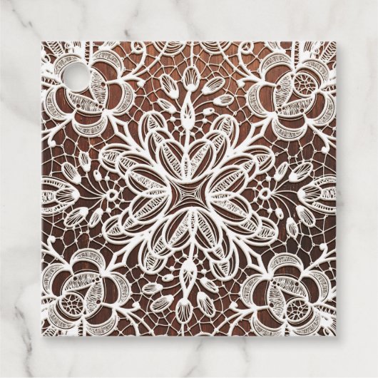 White Lace Rustic Wood Wedding Bedankjes Labels (Voorkant)