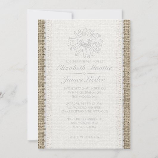 White  Lace Wedding Invitations Kaart (Voorkant)