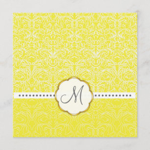 White Lace+ Yellow Accent Wedding Invitation Kaart