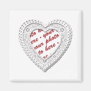 White Laced Heart Photo Lijst Magneet
