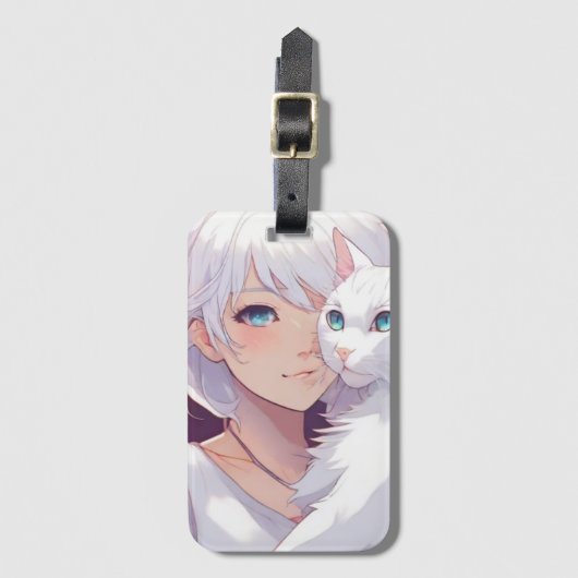 White Lady Cat Bagagelabel (Voorkant (verticaal))
