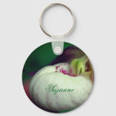 White Lady Slipper Flower Personalized Sleutelhanger (Achterkant)