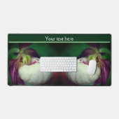 White Lady Slipper Orchid Flower Personalized Bureaumat (Keyboard & Muis)