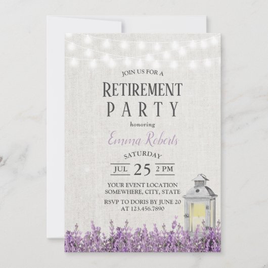  White Lantern Lavender Floral Retirement Kaart (Voorkant)