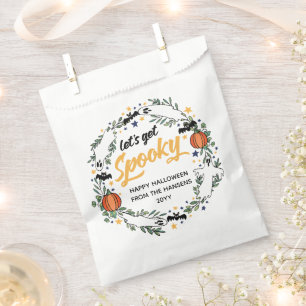 White Laten we Spooky Ghosts Halloween Wreath hale Bedankzakje