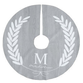 White Laurels Gray Wood Grain - Gepersonaliseerd Kerstboom Rok
