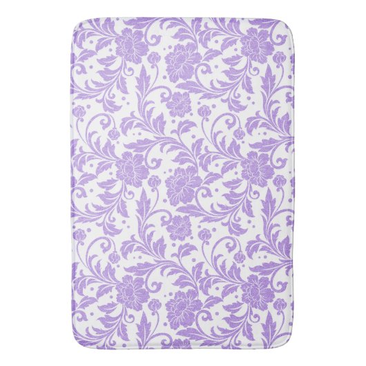 White & Lavender Glittery Damasks Pattern Badmat (Voorkant Verticaal)