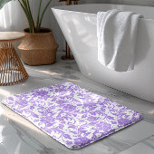 White & Lavender Glittery Damasks Pattern Badmat