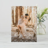 White Leaf Border Kerstfoto Feestdagenkaart (Staand voorkant)