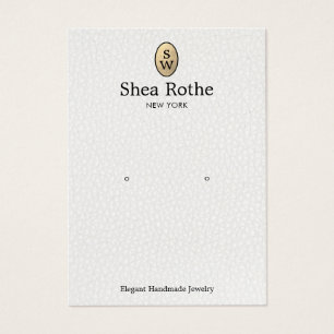 White Leather Gold Monogram Earling Display Card Visitekaartje