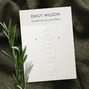 WHITE LEATHER TEXTURE STUD EARRING DISPLAY CARD VISITEKAARTJE