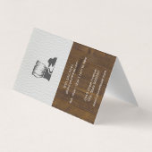White Leather Wood Variation Barber Monogram Visitekaartjes (Achterkant)