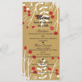 White Leaves & Berries Gold Holiday-kerstmenu Menu (Voorkant / Achterkant)