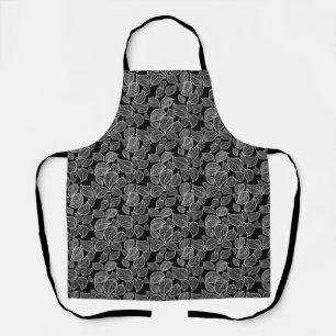 White Leaves on Black All-Over Print Schort