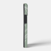 White Leaves on Sage Green Hoesje-Mate iPhone Case (Achterkant / Rechts)