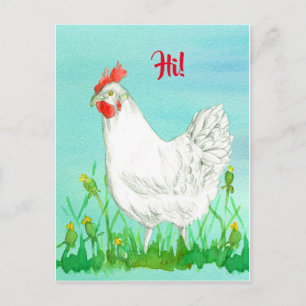 White Leghorn Chicken Bird Hi Briefkaart