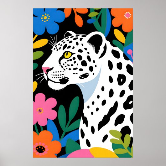 White Leopard Pop Art Poster (Voorkant)